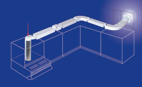 Verlegebesipiel Flachkanal 100, ISOflexa® Rohr mit Umlenkstück